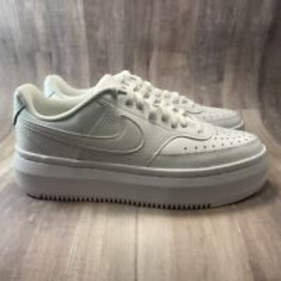 WOMEN'S NIKE COURT VISION ALTA Size 10 LEATHER PLATFORM WHITE DM0113-100 - Picture 3 of 9